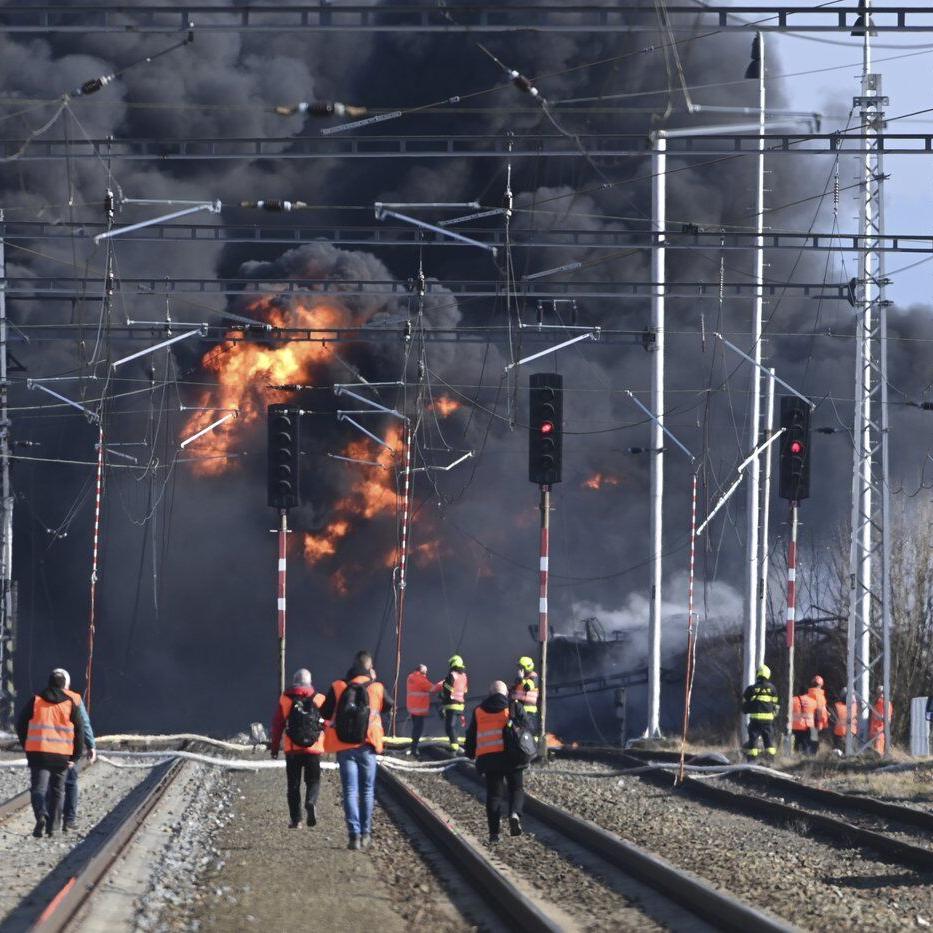 Freight train derails in Czech Republic, causing major chemical fire